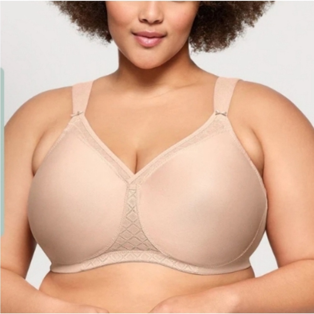 Glamorise MagicLift Seamless Support T-Shirt Bra Size 36F Nude Color NWOT